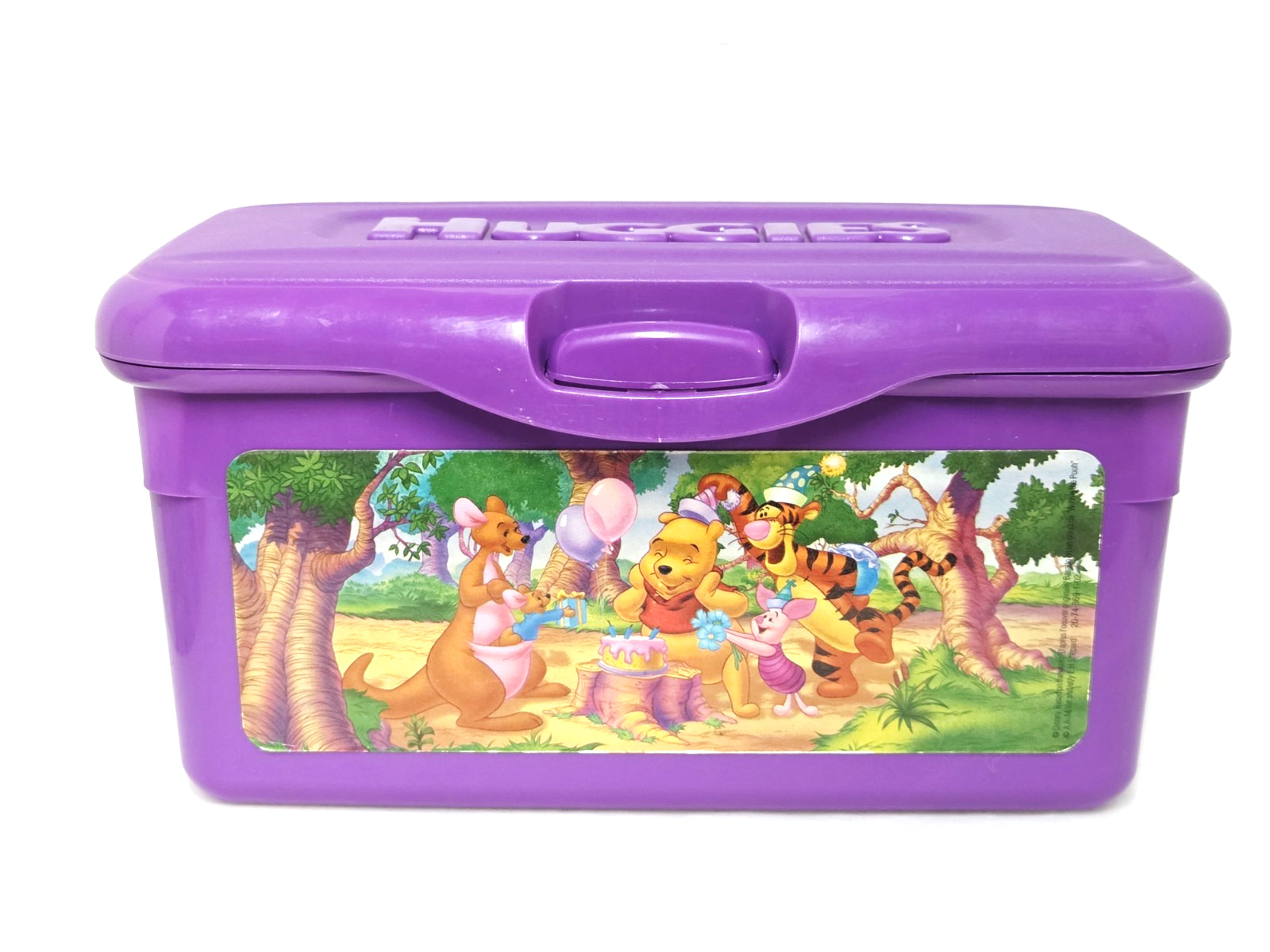Vintage Purple HUGGIES Wipe Container Disney Pooh, Tigger Piglet Eeyore Empty