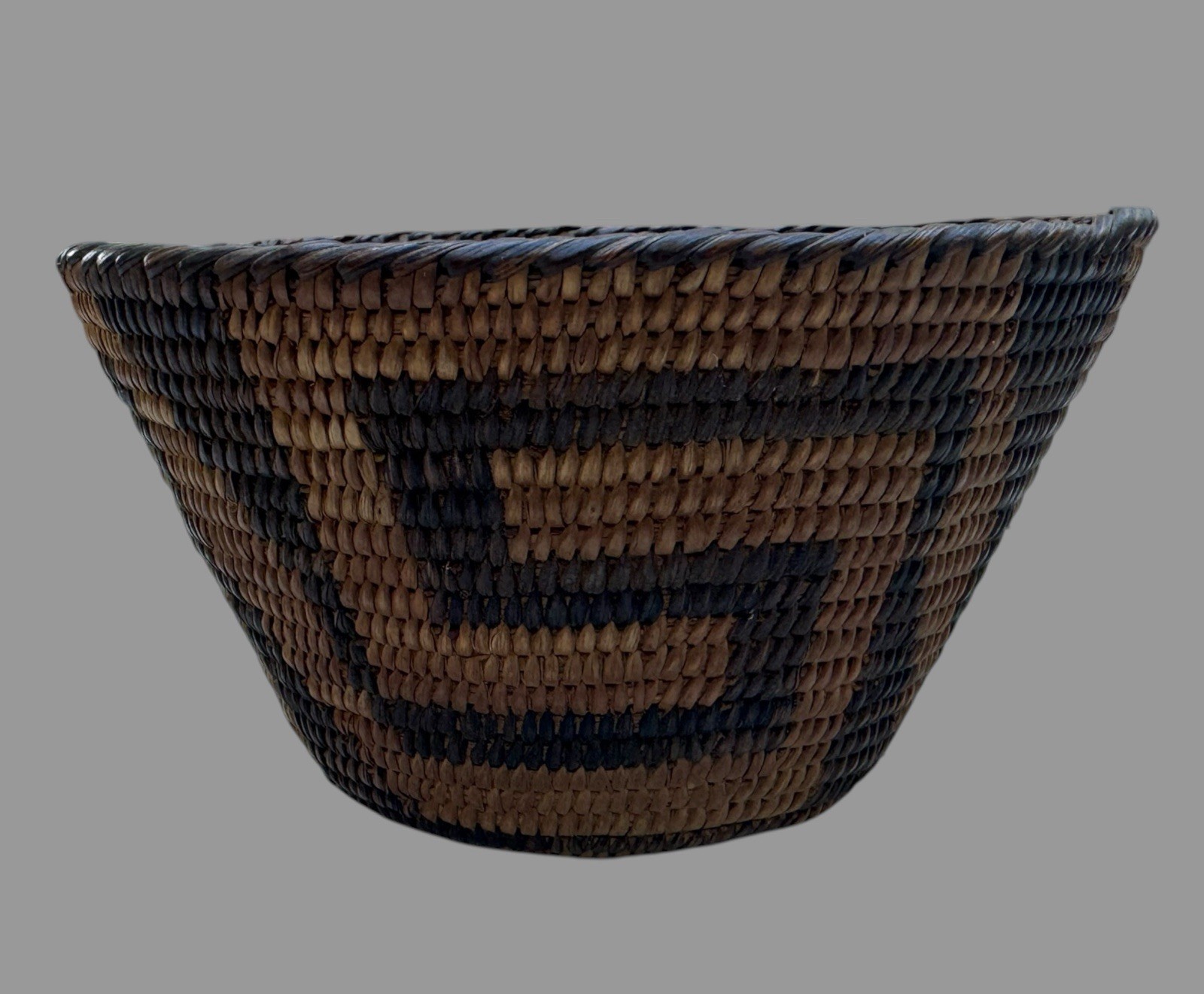 Antique Native American Indian Coiled Basket Geometric Design 5.75”
