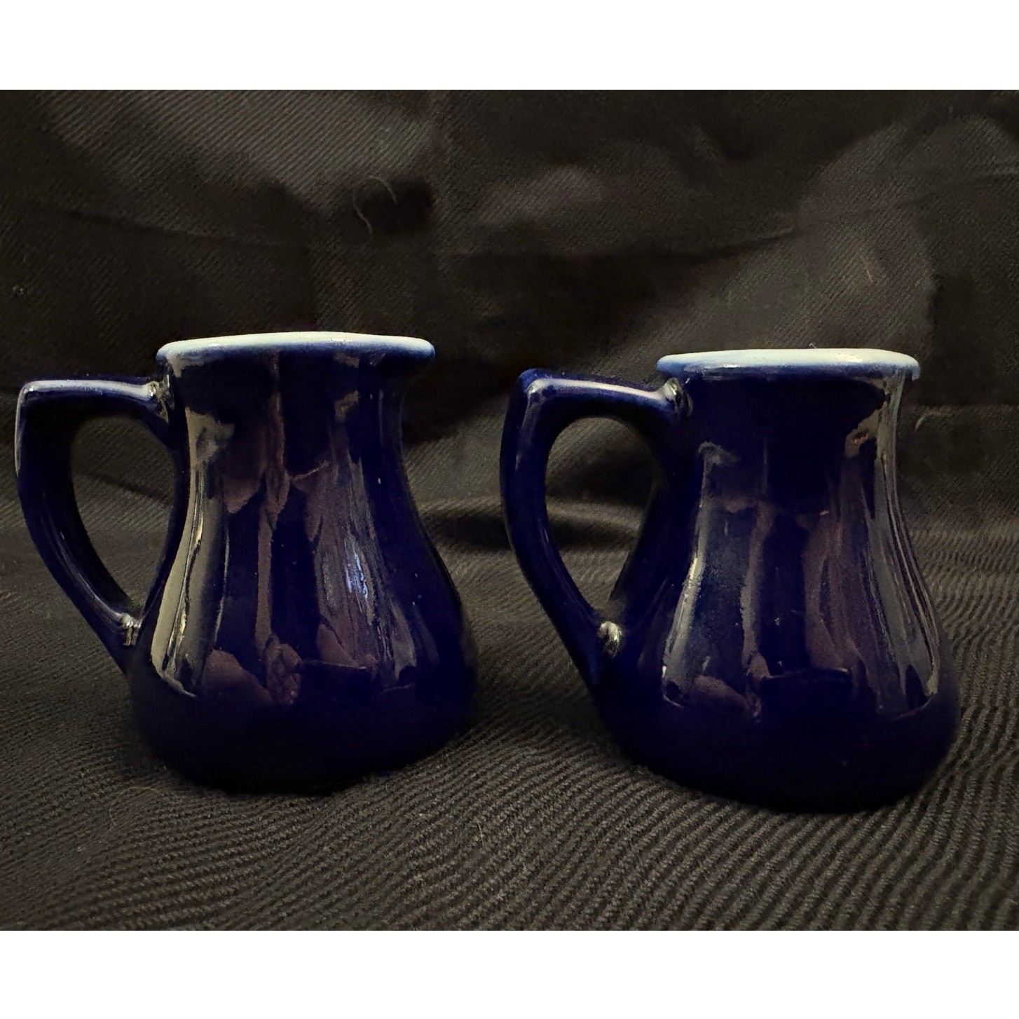 Fraunfelter China 240 Pair of Miniature Black Stoneware Pitchers Vintage