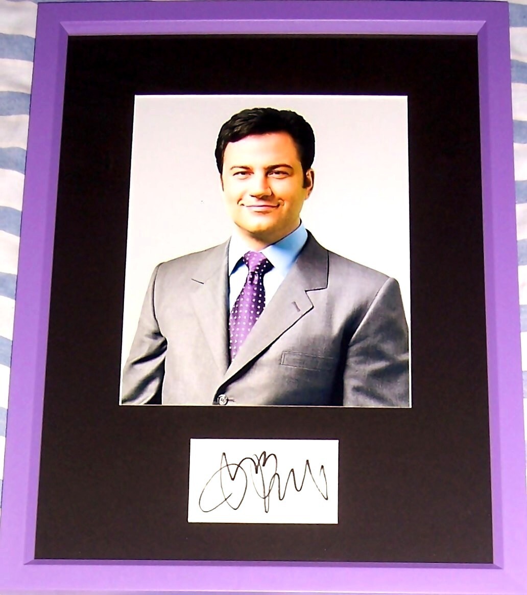 Comedian Jimmy Kimmel cut signed autograph custom framed with 8x10 photo JSA COA