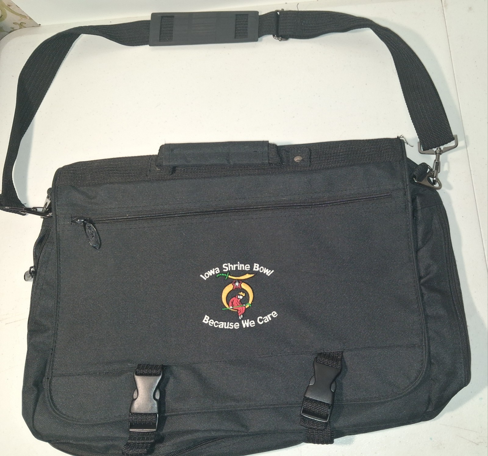 Vintage Iowa Shrine Bowl Messenger Bag Briefcase Black Laptop Shoulder Strap