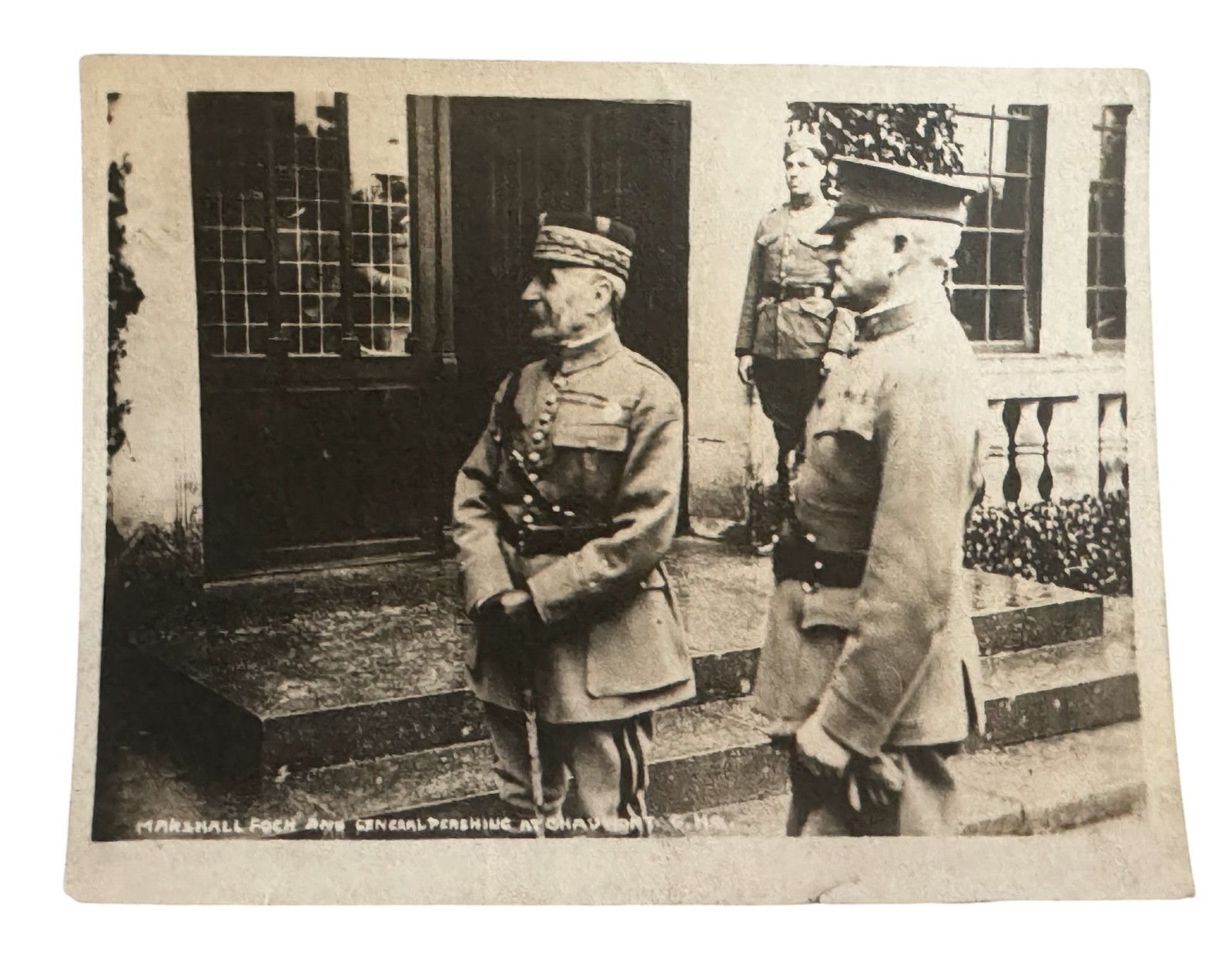 WW1 Era Photo Marshal Foch General John J. Pershing Chaumont France