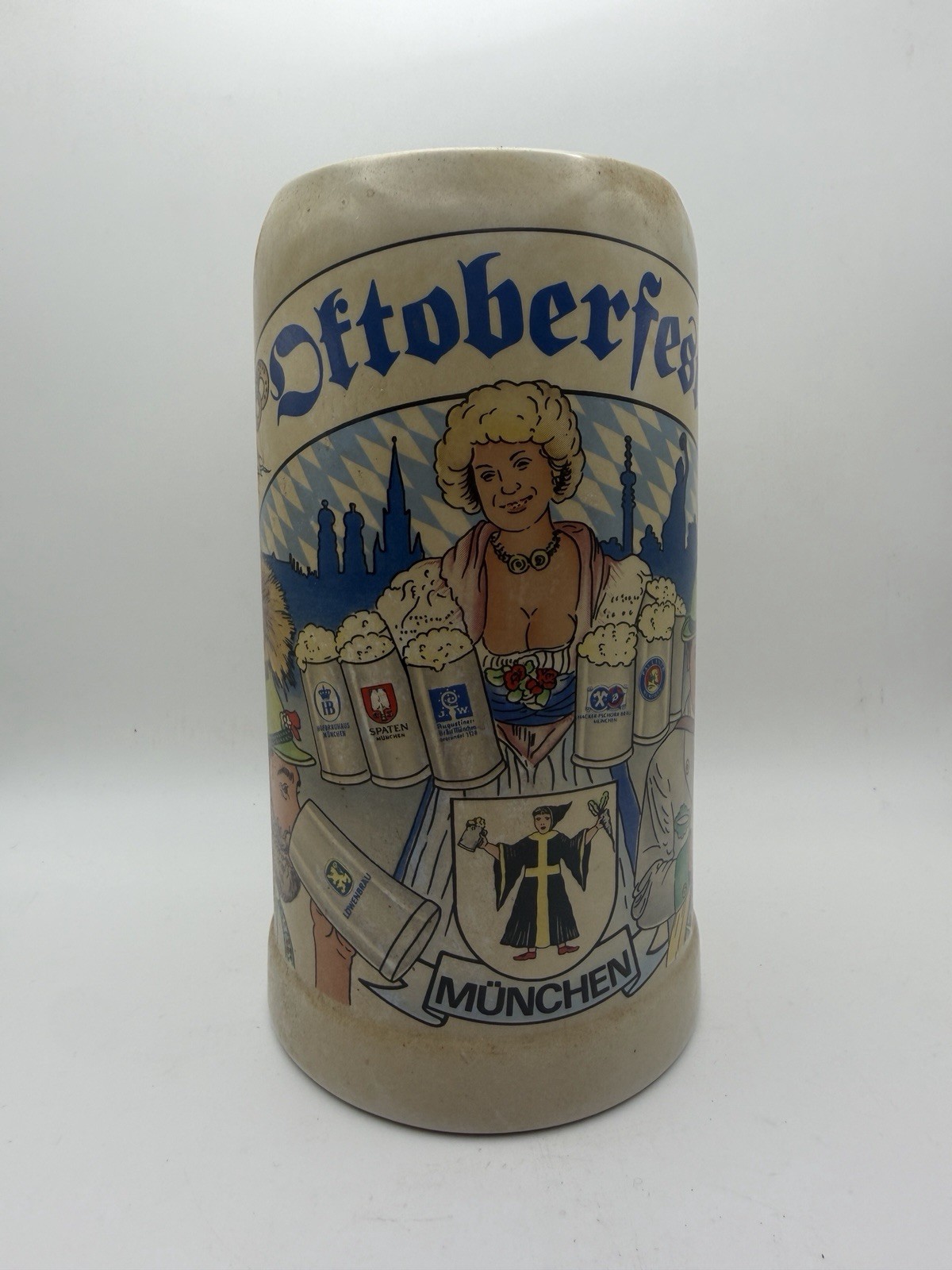 Vintage Gerz Germany Oktoberfest München 1L Stoneware Beer Stein Mug Munich
