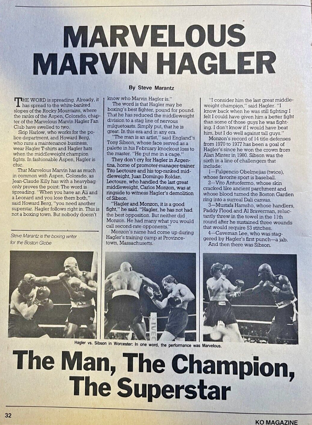 1983 Boxer Marvelous Marvin Hagler