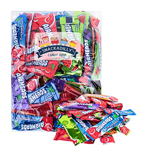 Airheads Mini Bars - 2 Lbs  Cherry, Orange, Lime, Blue Raspberry,  White Mystery