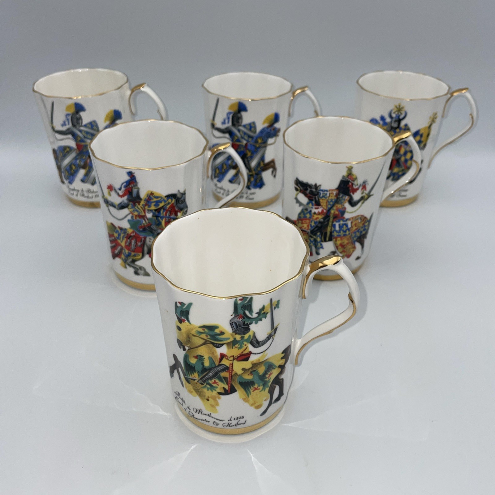 VTG (6) Royal London KNIGHT CUPS Earl Of… Black Prince Bone China England #2659
