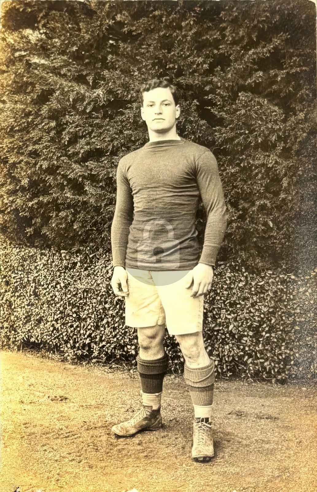 Sexy Muscle Man Soccer RUGBY Player BEEFCAKE 1910s RPPC Photo Postcard COPY
