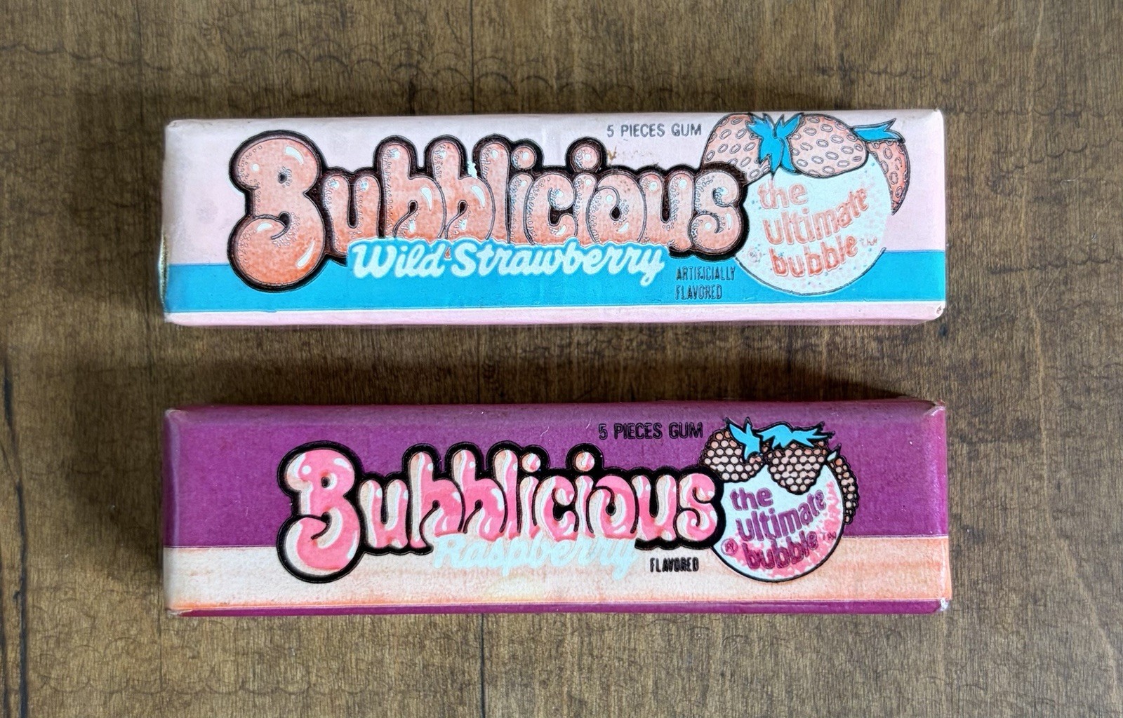 Vintage Bubblicious Gum Refrigerator Magnets Lot Of 2 Wild Strawberry Raspberry