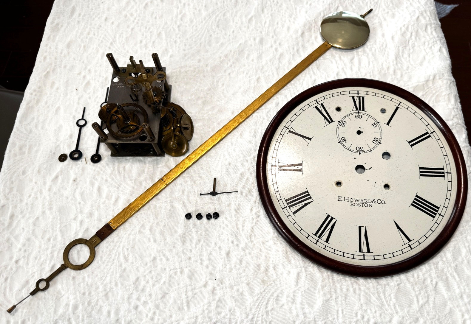 RARE VTG E. Howard & Co Weight Driven Clockworks - Cleaned & Oiled - Runs Great