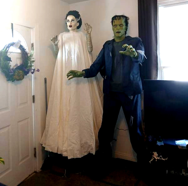 6 FT Animated LED Bride of Frankenstein 7 FT Frankenstein Monster Halloween prop