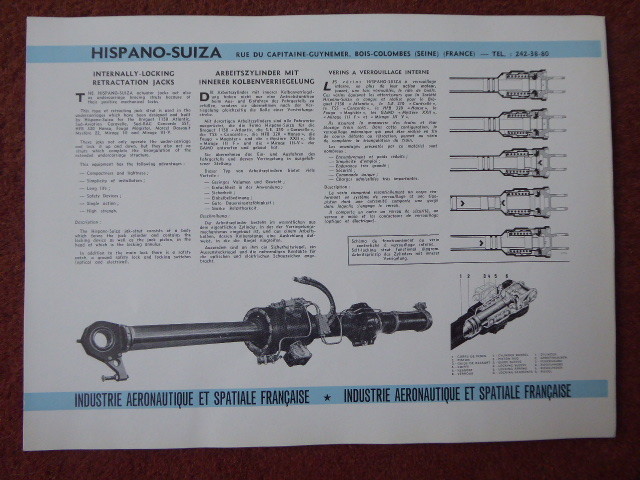 DOCUMENT USIAS HISPANO-SUIZA VERIN ACTUATOR JACK WORKING CYLINDER MIRAGE HANSA