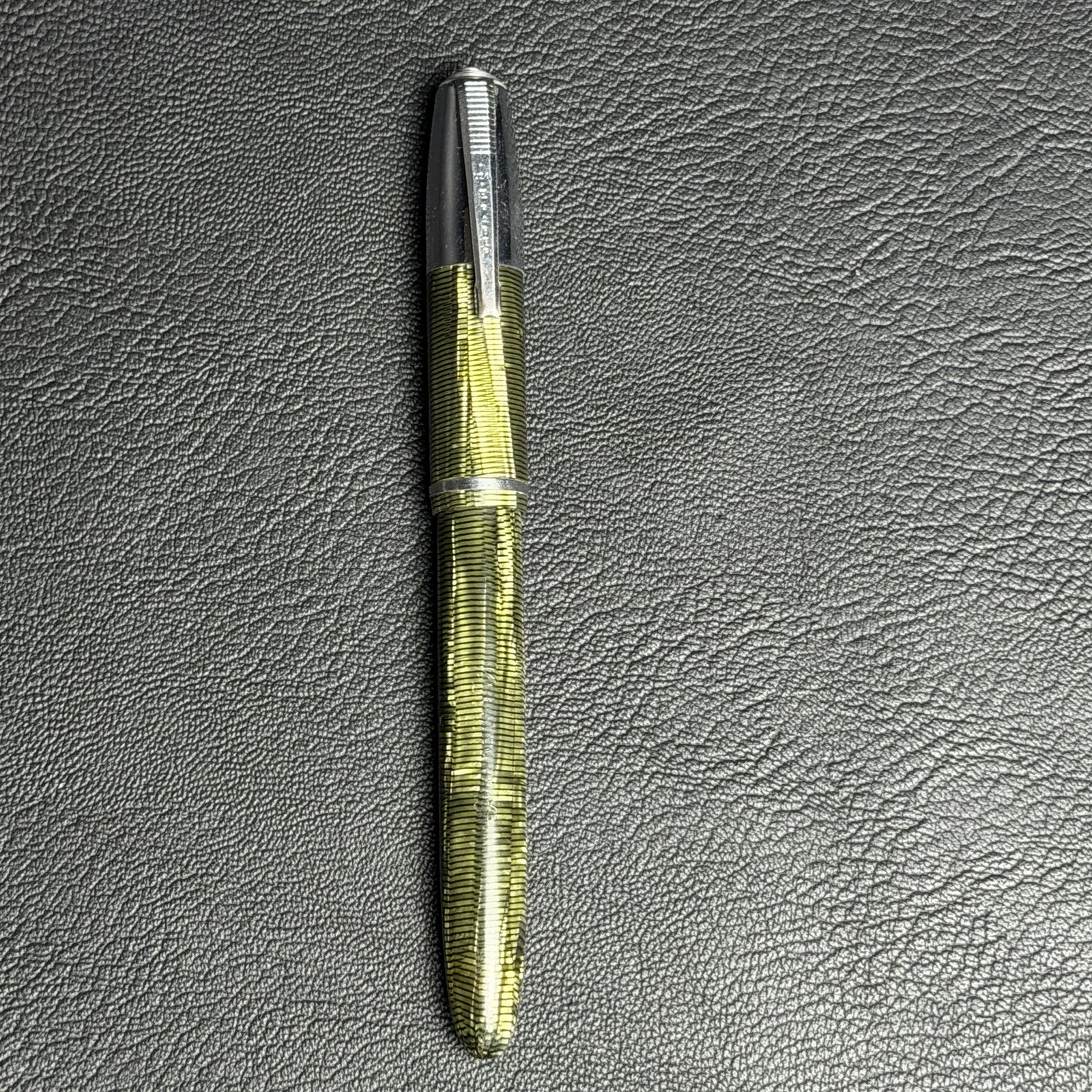Vintage Emerald Green Striped Fountain Pen E Faber Medium Nib