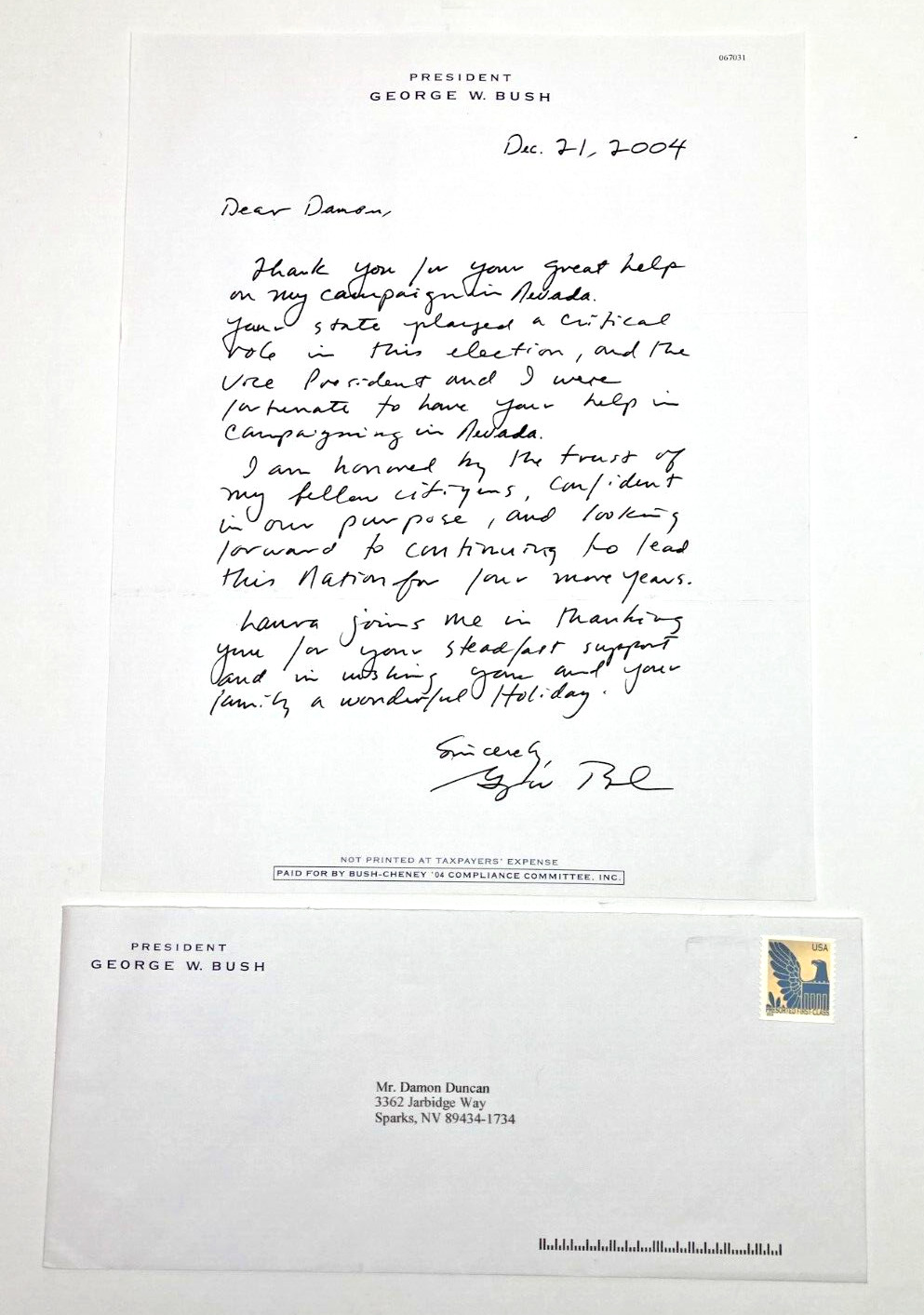 President George W. Bush 2004 Campaign Letter