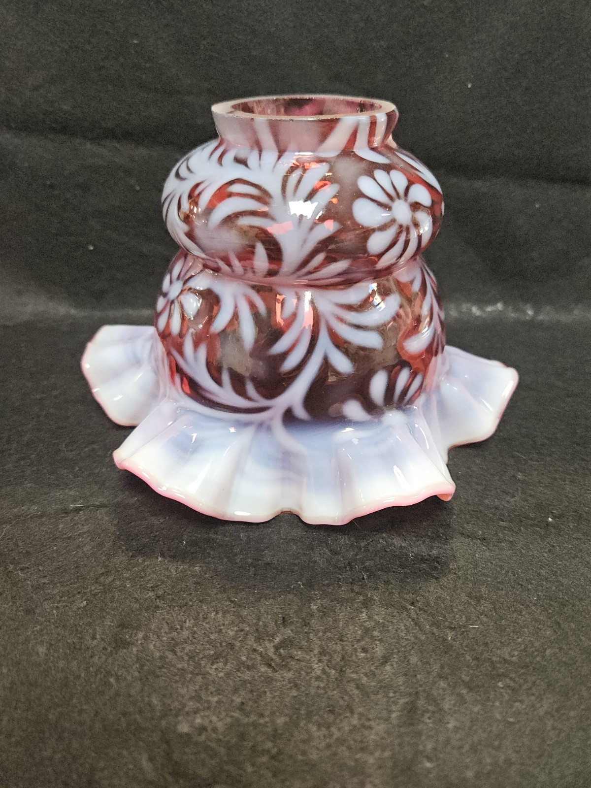 Fenton Cranberry Daisy & Fern Ruffled 2