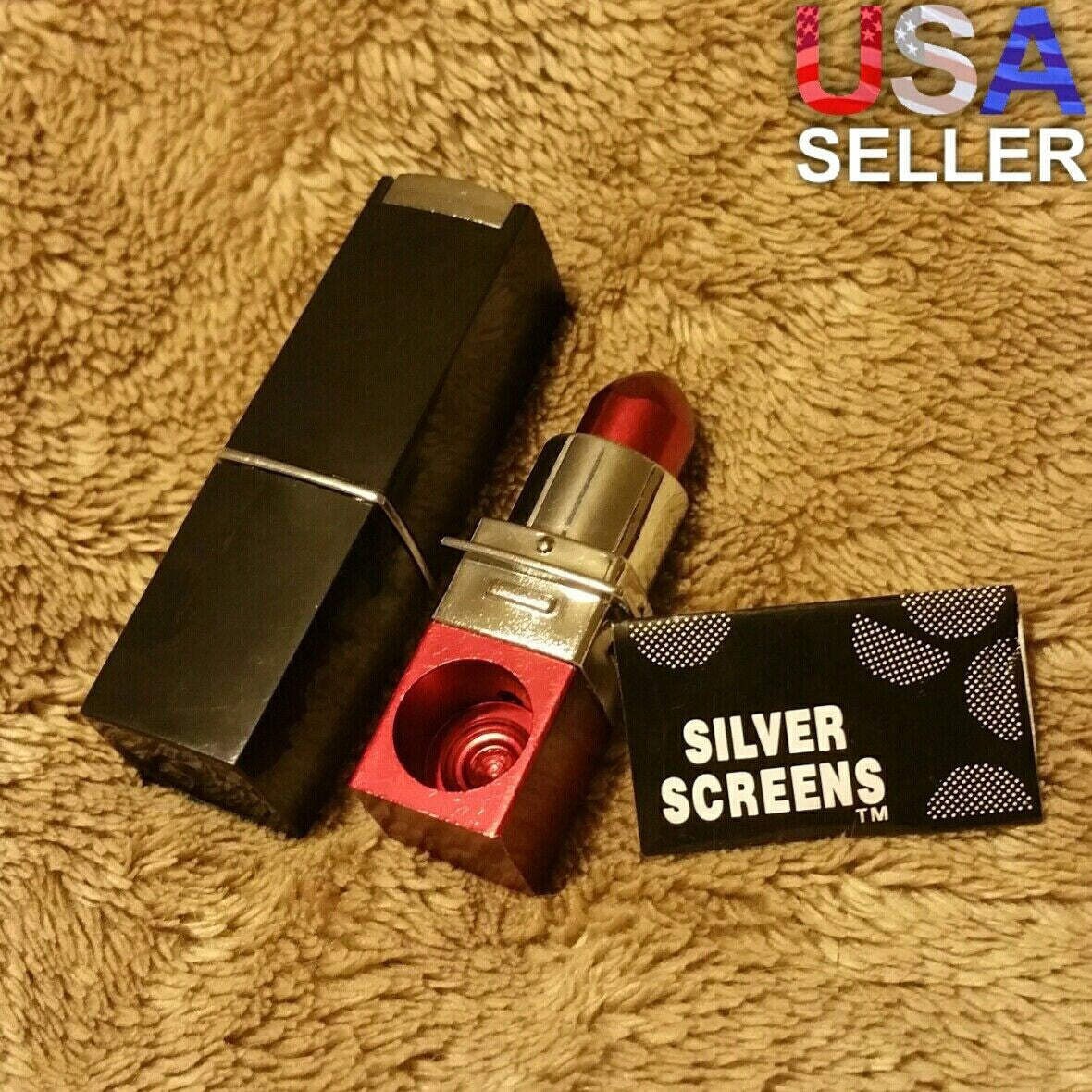 NEW Small Red Metal Lipstick Smoking Pipe Tobacco Herb Portable Travel Size NEW Small Red Metal Lipstick Smoking Pipe Tobacco Herb Portable Travel Size