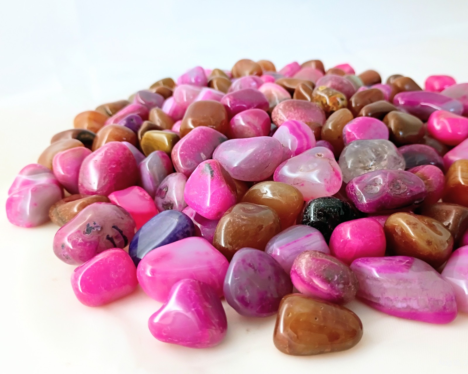 1.3 lbs Dyed Pink Agate Tumbled Stones Grade 1 - XS Reiki Wiccan Crafts Jewelry