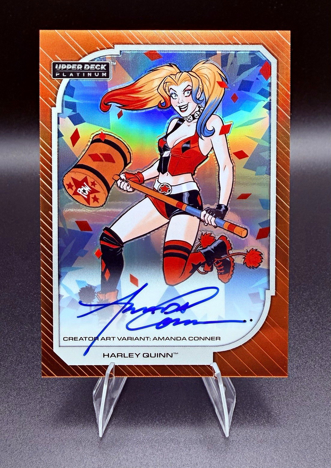 2026 UD DC Platinum Harley Quinn #10 Creator Art Variant Orange Rainbow Auto
