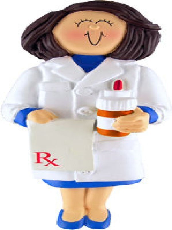 PERSONALIZED NAME FEMALE PHARMACIST CHRISTMAS GIFT ORNAMENT WE CAN CUSTOM PRINT