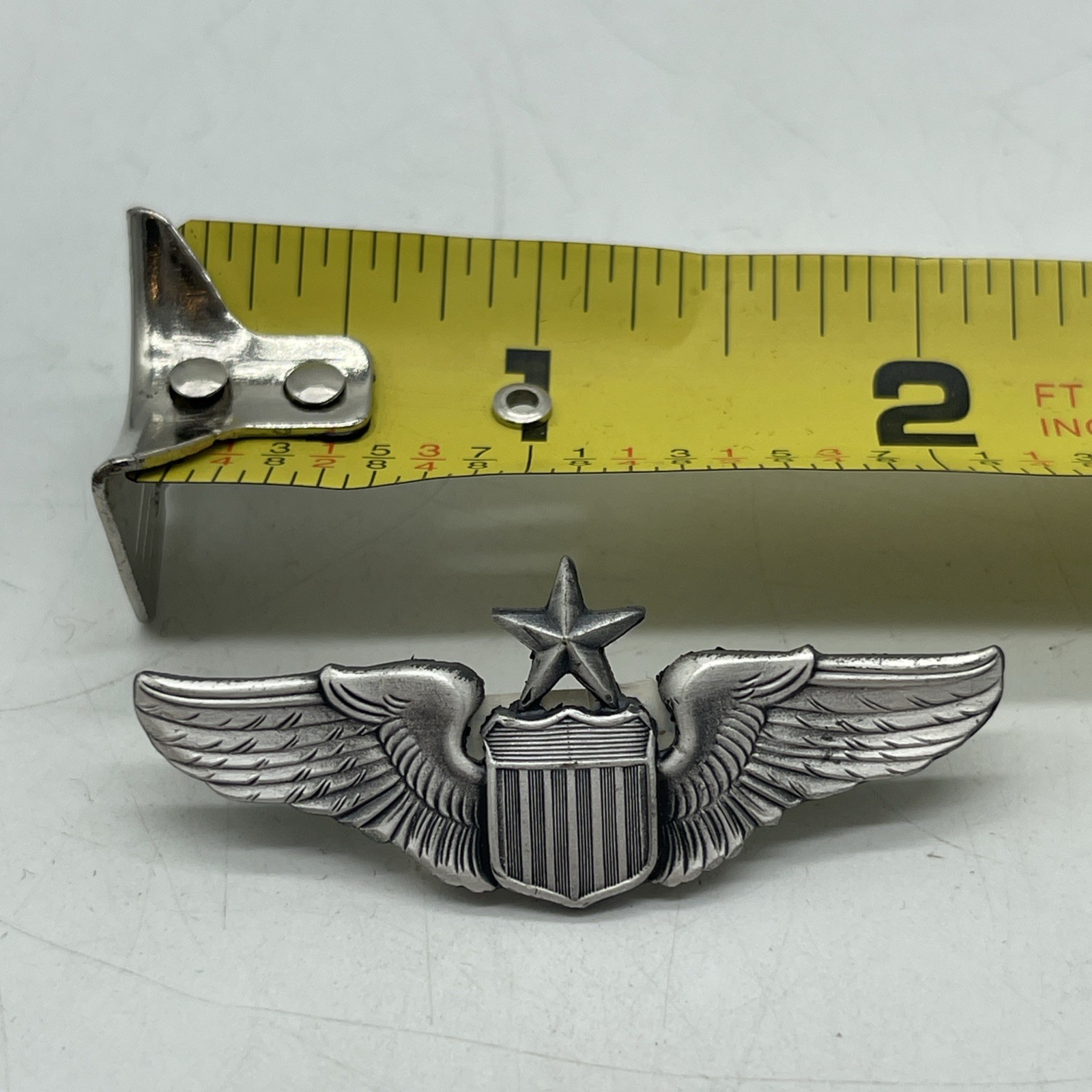 Vintage U.S. Military Air Force Senior Pilot Wings Pin Badge 2” Metal