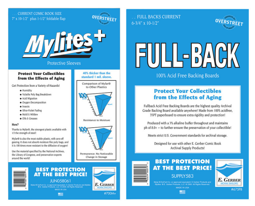 50 sleeves E Gerber Mylites+ 1.42Mil Mylar current Bags  & 50 Full Back Boards
