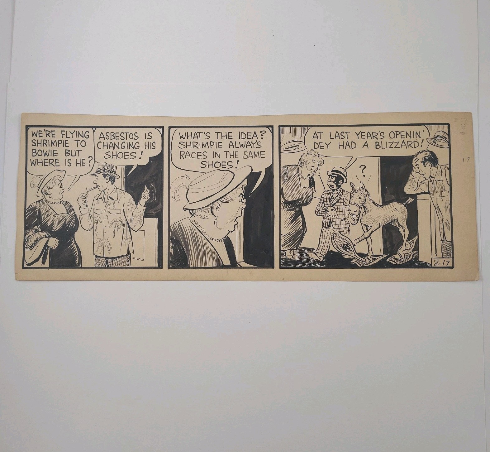 Ken Kling Original Art Joe and Asbestos 2/17/1925 Comic Strip 1920s 101 Years