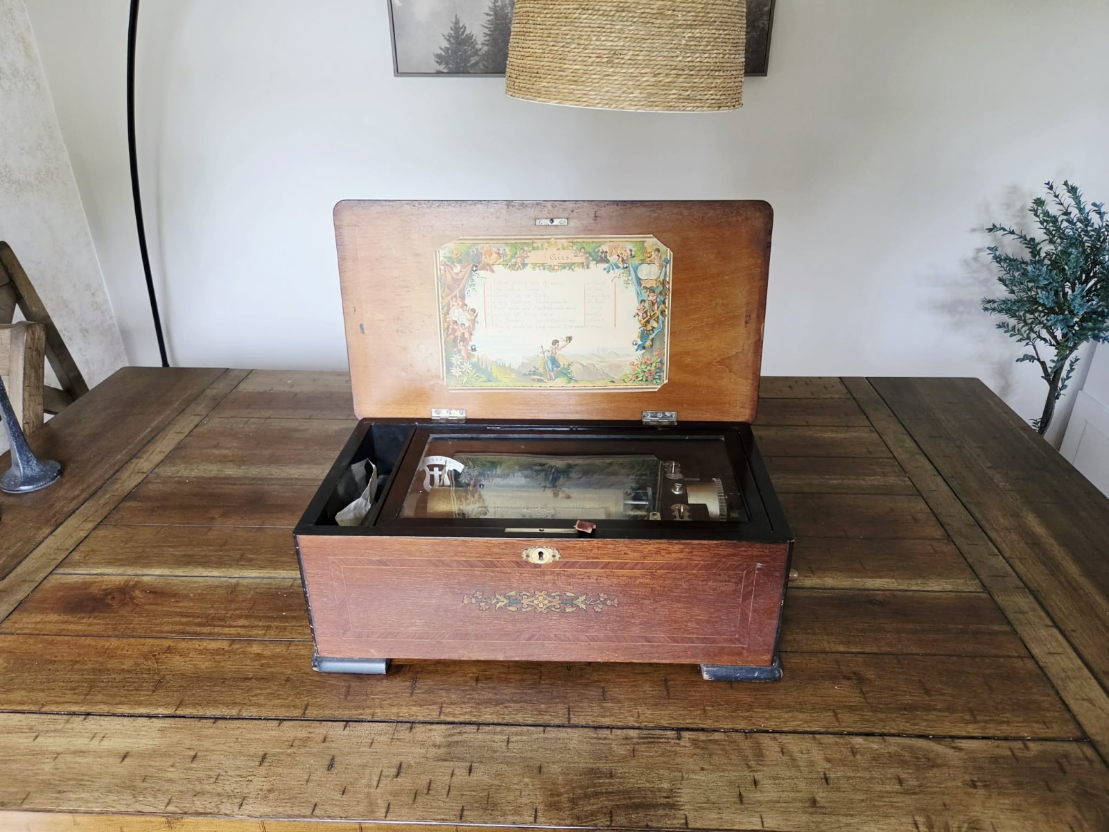 Antique 1800’s Large 20” Bornand Swiss Cylinder Music Box 8 Tunes