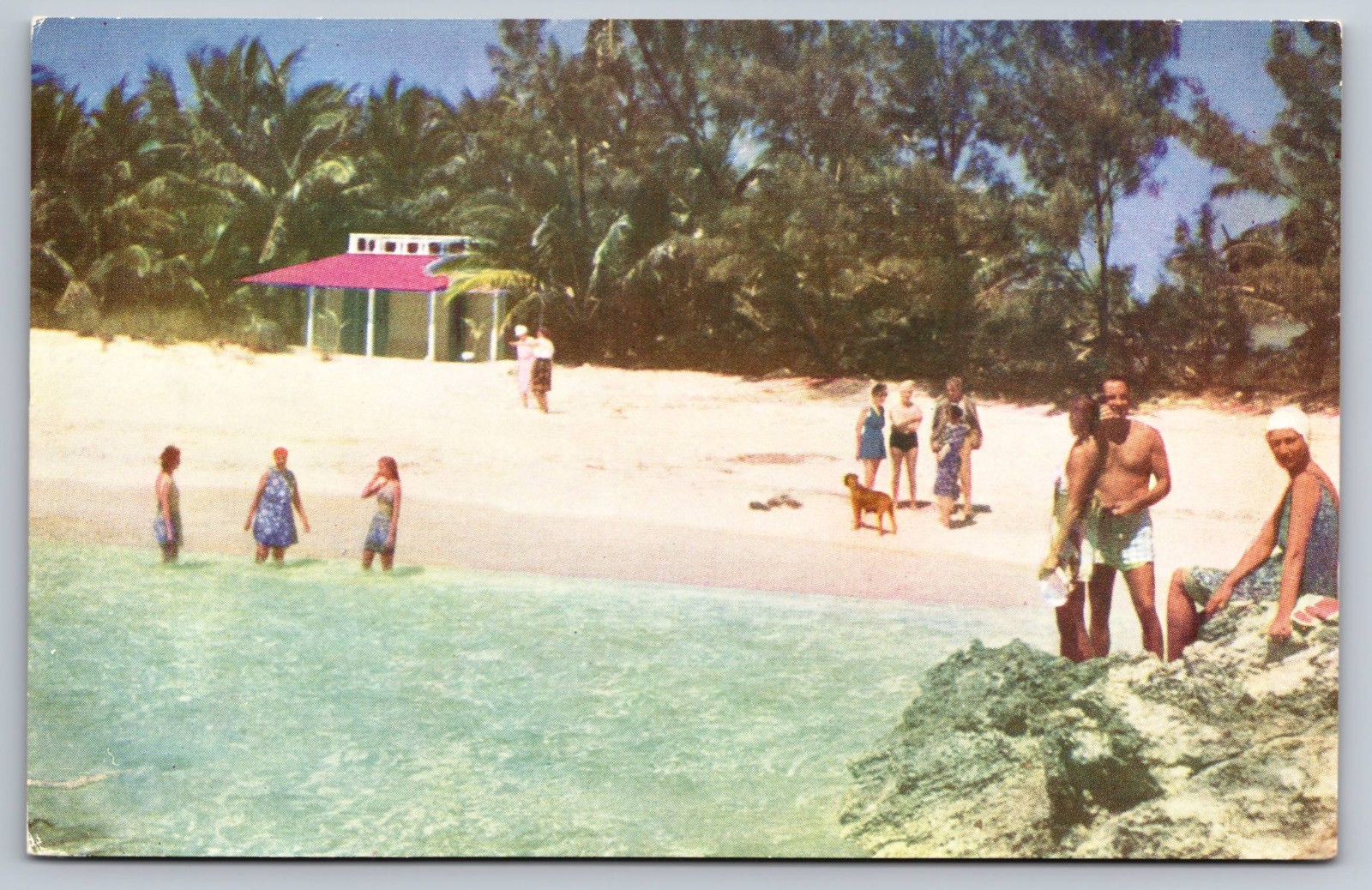 Bahamas Treasure Island Beach Scene Vintage Postcard