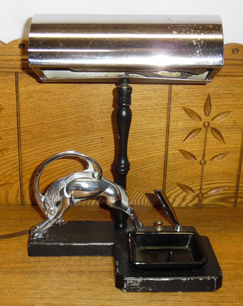 Vintage Frankart Impala / Gazelle Desk Lamp w/ Tray & Pen Holder - As Is