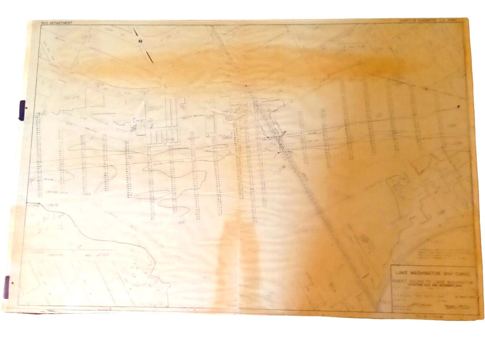 Large 1945 War Department Map Seattle Washington Ship Canal 27\