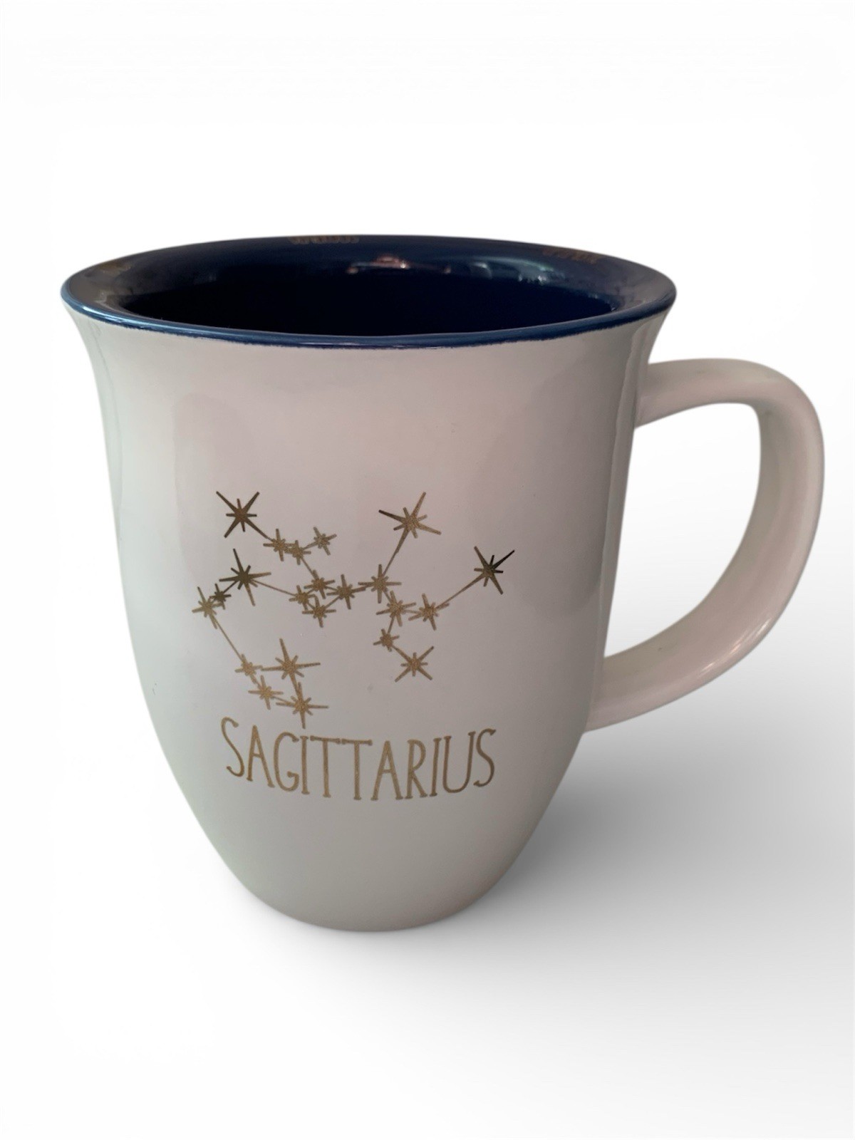 Sagittarius Zodiac Sign Constellation White Two Sided Coffee Mug Blue Interior