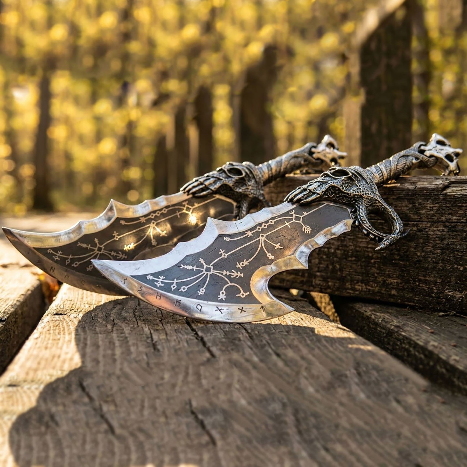 God of War Kratos Blades of Chaos, Stainless Steel Handmade Replica, Display