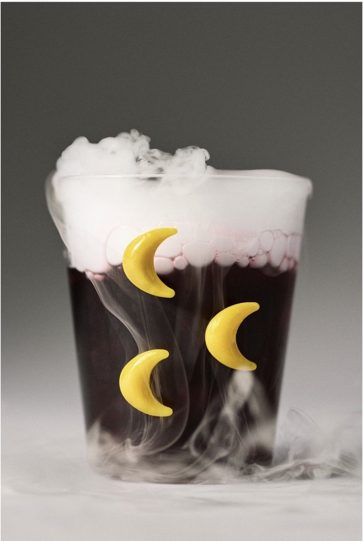 Anthropologie Icon Half Moon Juice Glasses Clear Halloween Night Witch 14oz New