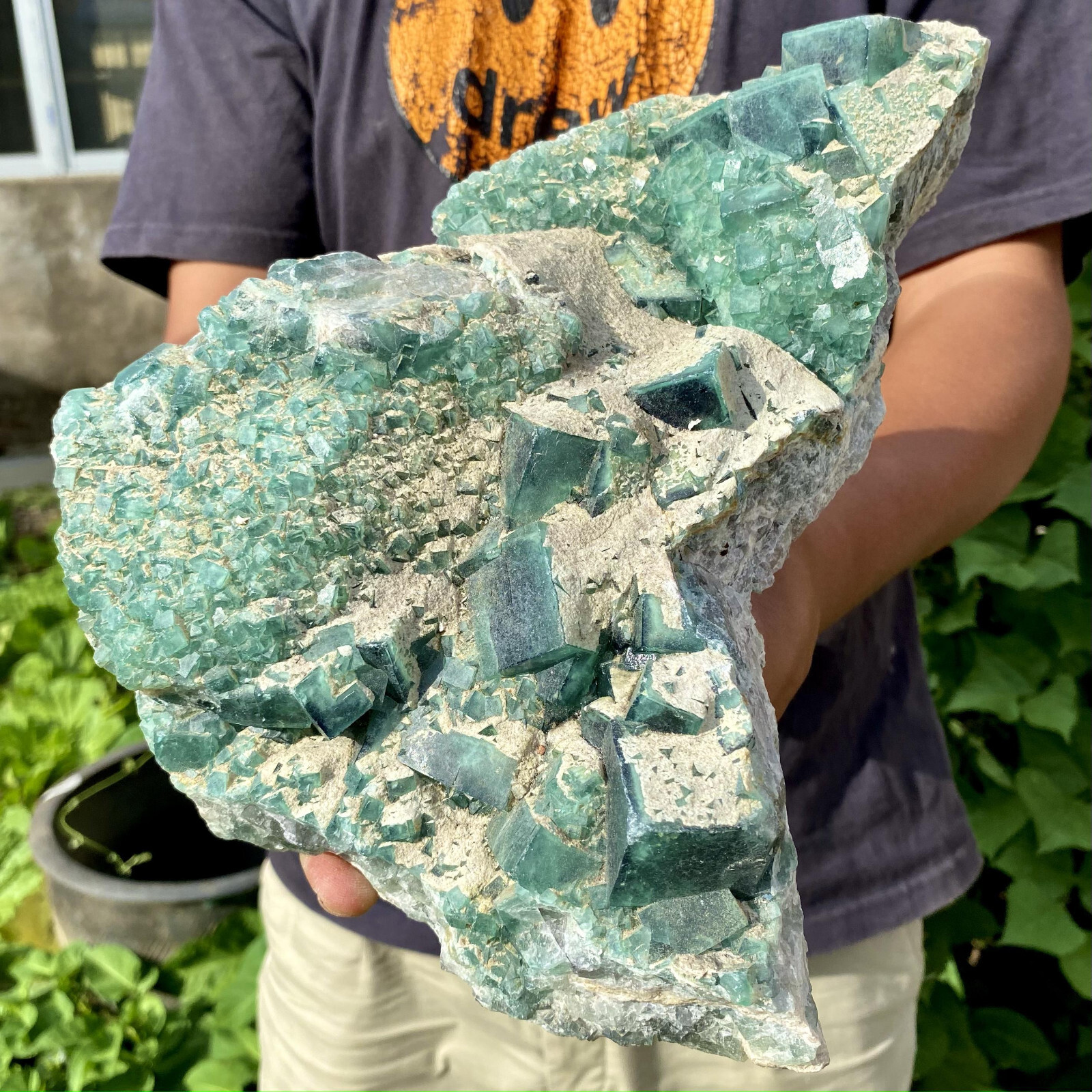 8.15LB Natural super beautiful green fluorite crystal ore standard sampl