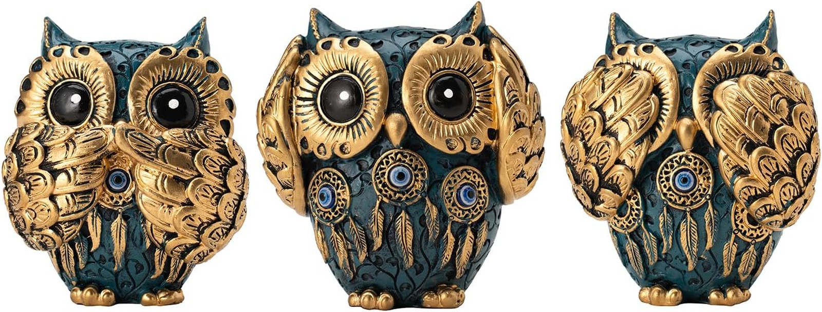 Decorative See No Evil Hear No Evil Speak No Evil Owl Figurines, Set of 3