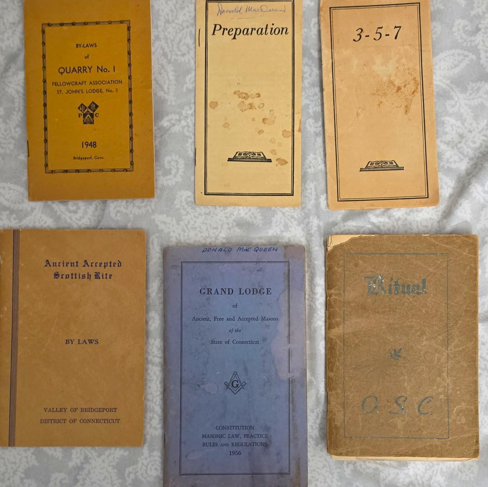 Vintage Connecticut Masonic & OES Ephemera Lot - 6 Books & Booklets 40s-50s