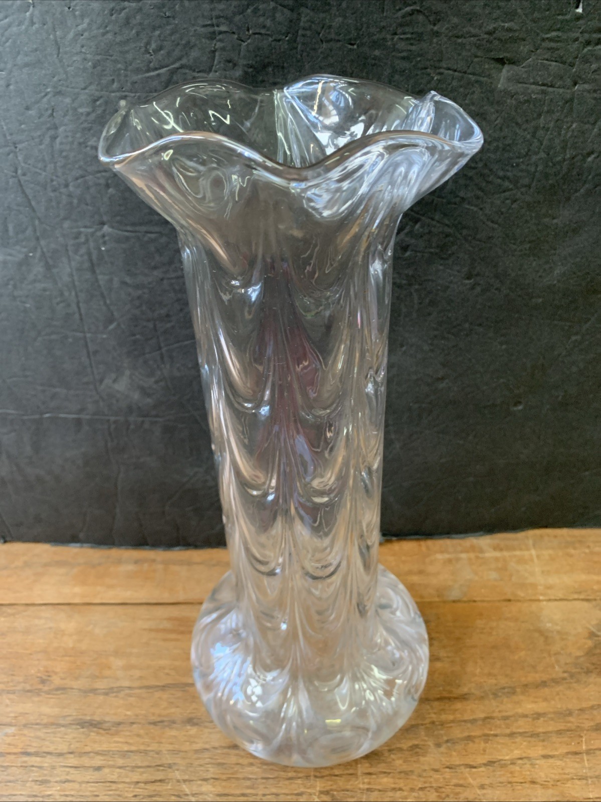 Rare Fostoria Vintage Loop optic glass stretch  Flower vase 1924-1926 #1120