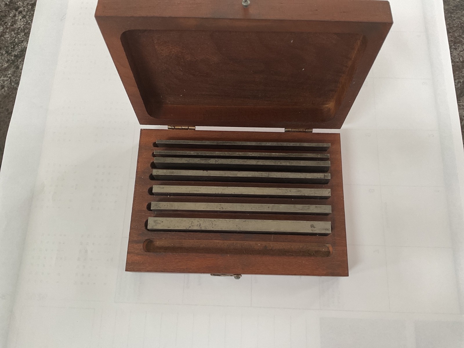 Starrett No. 384 Parallels Set of 8 w/ Wooden Case Machinist Tools USA