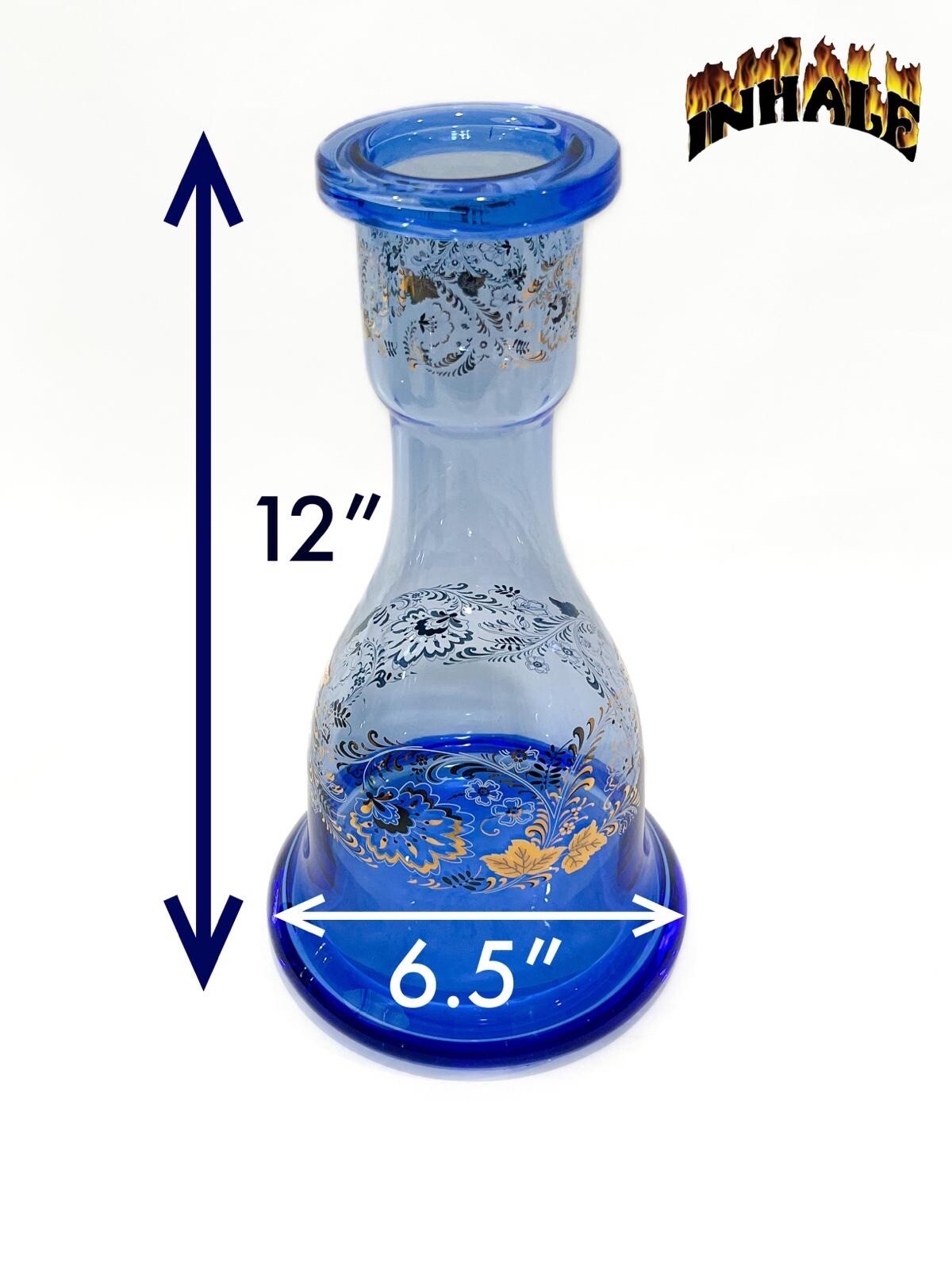 INHALE® 12\'\'H Color infused Hand Blown Crystal Glass Hookah Vase.24k Gold Trim INHALE® 12\'\'H Color infused Hand Blown Crystal Glass Hookah Vase.24k Gold Trim