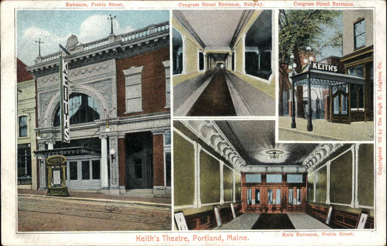 PORTLAND MAINE ME Keith\'s Theatre Multi-View Interior Exterior Antique Postcard