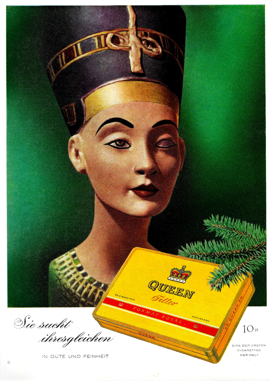 Full Page Ad/Advertising/Advertising 1956: QUEEN CIGARETTES/NEFERTITI MOTIF