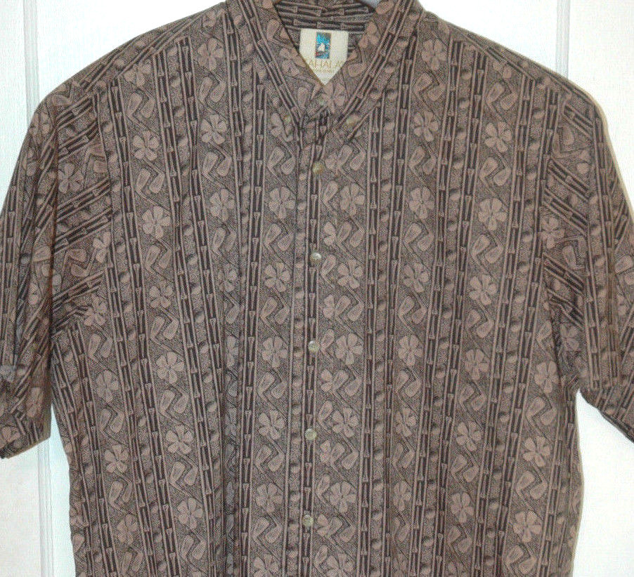 Vtg KAHALA Hawaiian Islands Shirt RARE Made In Hawaii USA Golf Clubs GOLFING
