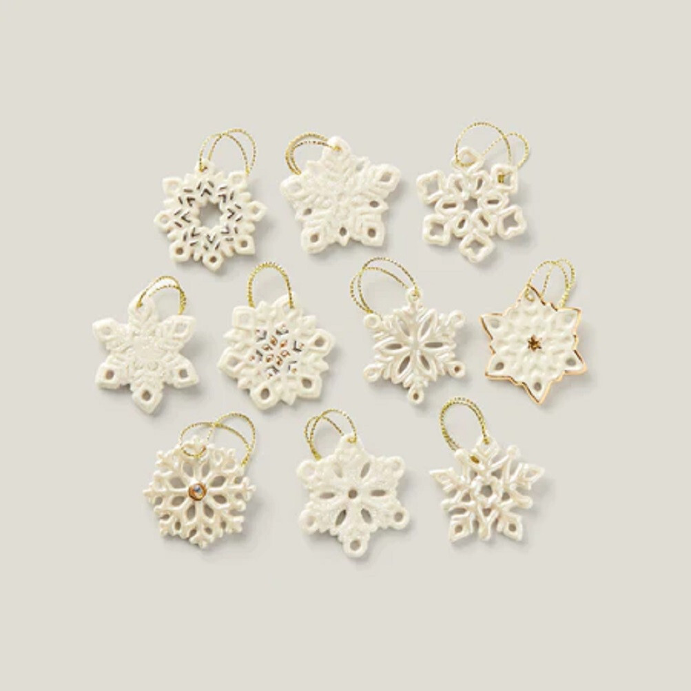 Lenox China PIERCED SNOWFLAKE MIMI  Ornaments - 10 Piece Set - N/O