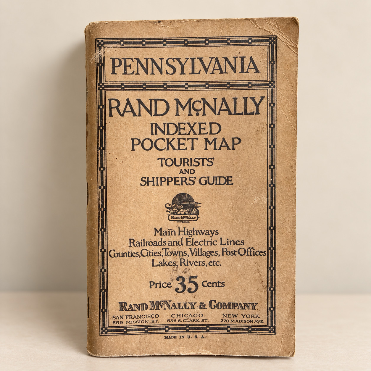 Vintage 1925 Rand McNally Pennsylvania Pocket Map Booklet ONLY No Map History Ad Vintage 1925 Rand McNally Pennsylvania Pocket Map Booklet ONLY No Map History Ad