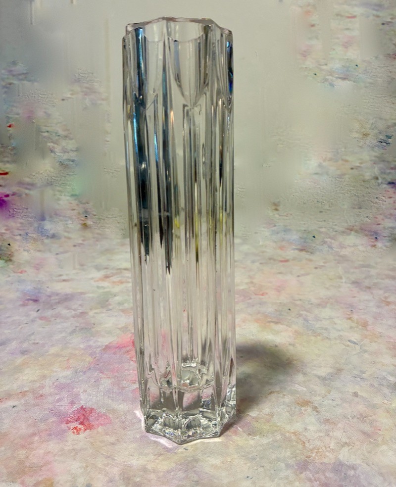 Vintage Heavy Fluted Crystal Column Solifleur Vase