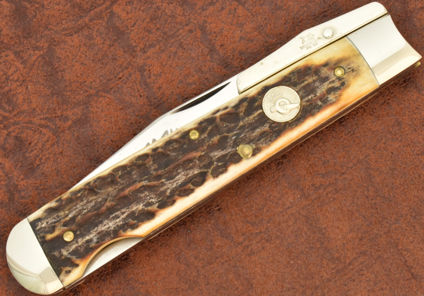 RARE QUEEN CUTLERY GENUINE STAG SWING GUARD LOCKBACK CHEETAH KNIFE 1/150 (36174)