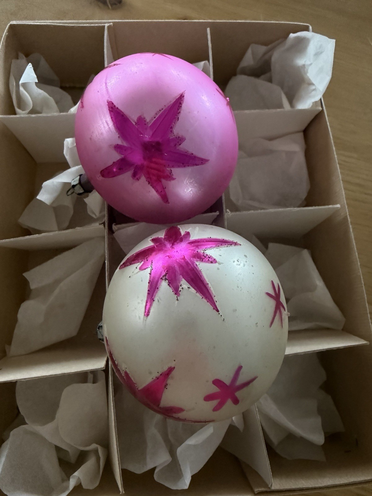 2 Vintage Glass Poland Christmas Ornaments ( No Box )