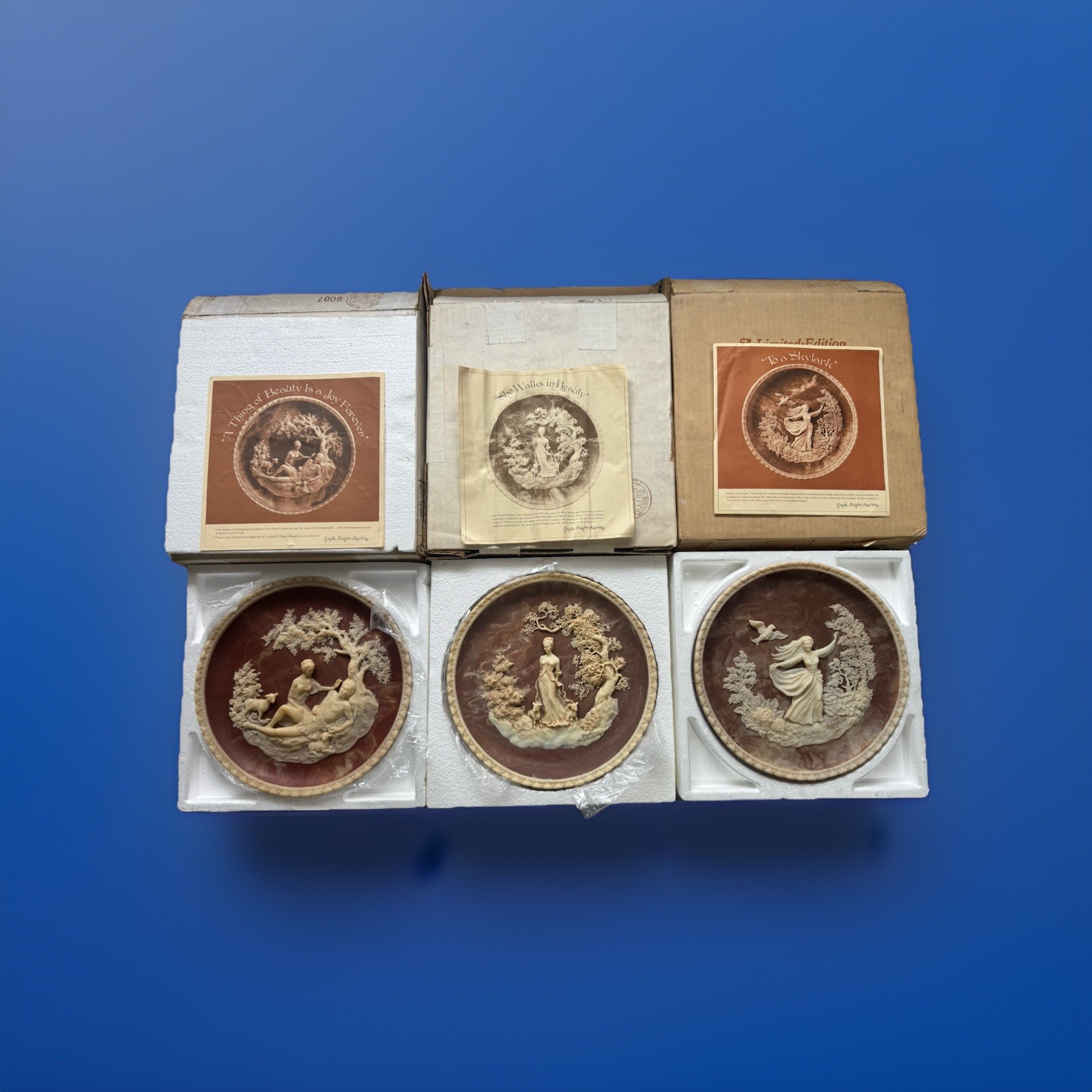 Set of 3 Gayle Bright Appleby Limited Edition Cameo Plates Basil Matthews 