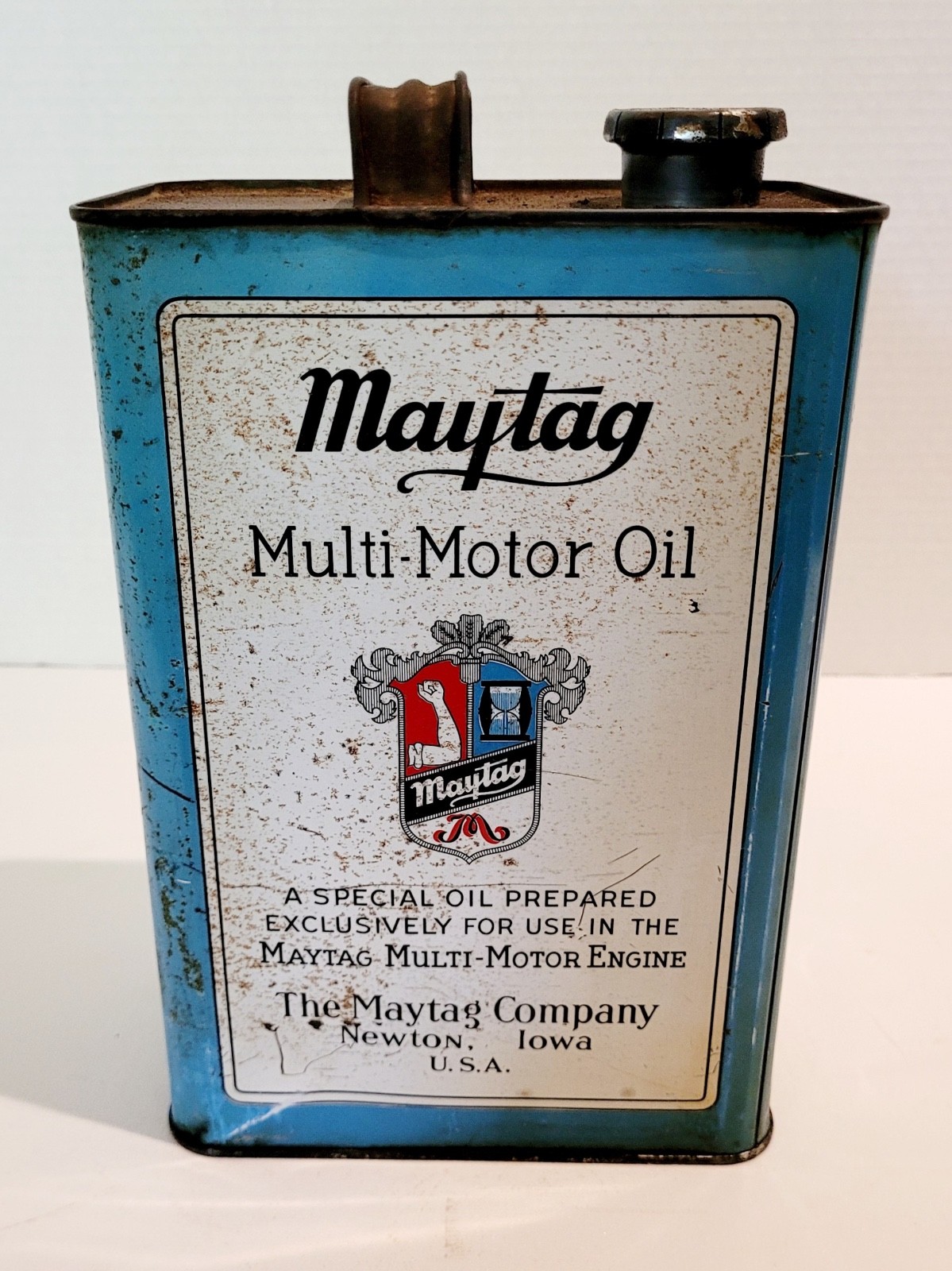 VTG 1 GAL CAN MAYTAG MULTIMOTOR OIL-PARTIALLY FULL-NEWTON IA USA- 6# VTG 1 GAL CAN MAYTAG MULTIMOTOR OIL-PARTIALLY FULL-NEWTON IA USA- 6#
