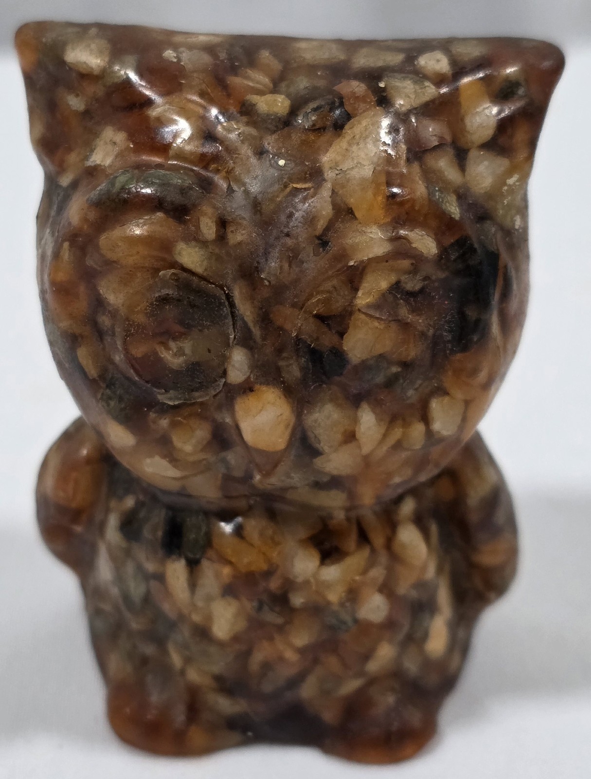 Vintage Petrified Wood Resin Owl Grand Canyon Souvenir 