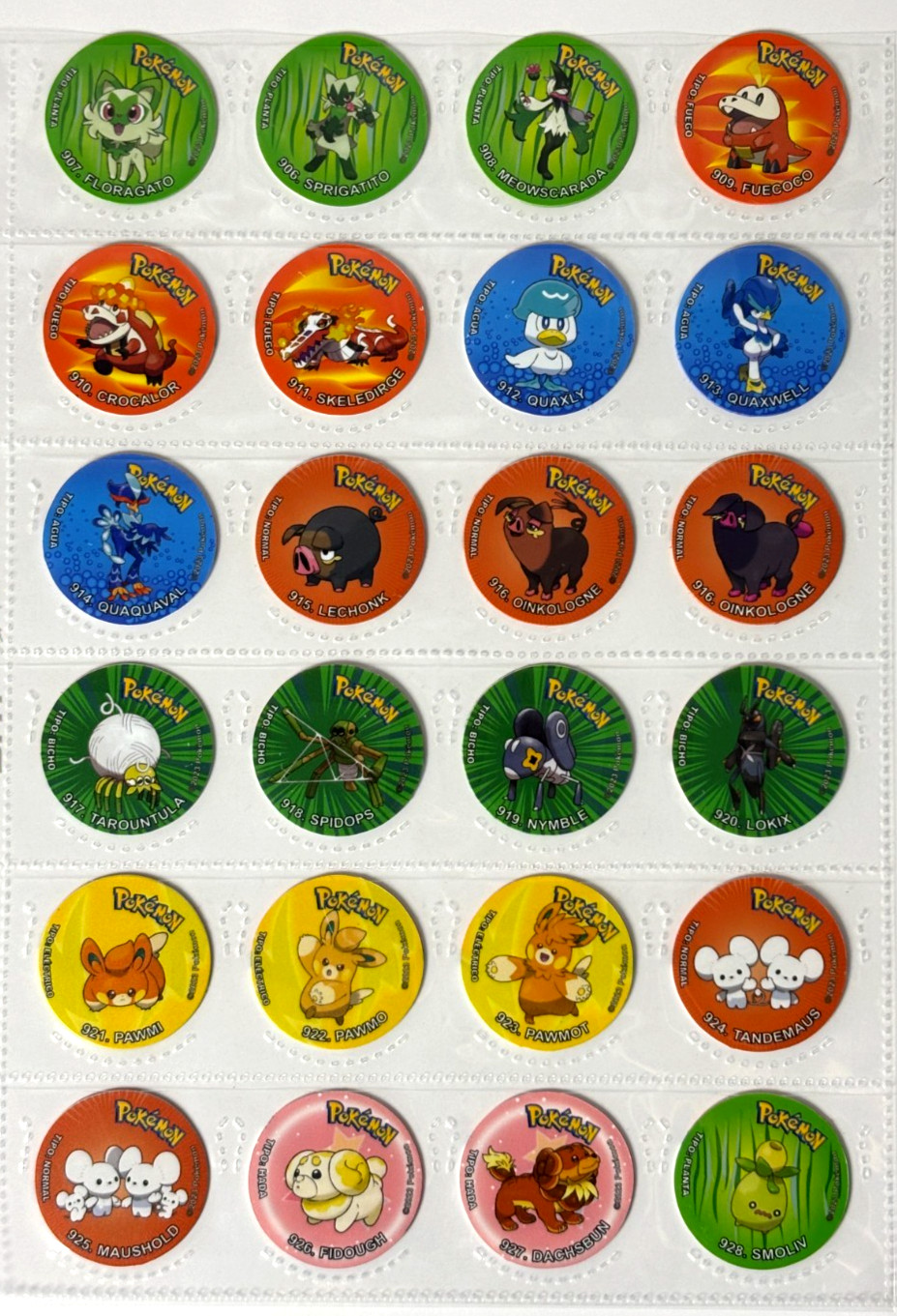 2025 TAZOS POKEMON 9 PALDEA Full Set 140/140 Peru Edition Pogs Miraidon Koraidon